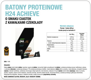 H24 Achieve Batony proteinowe o smaku gorzkiej czekolady 6 x 60 g